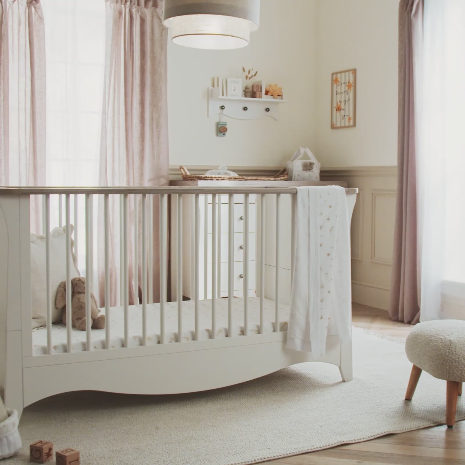Video of someone using the Clara Luxe wardrobe in a nursery setting