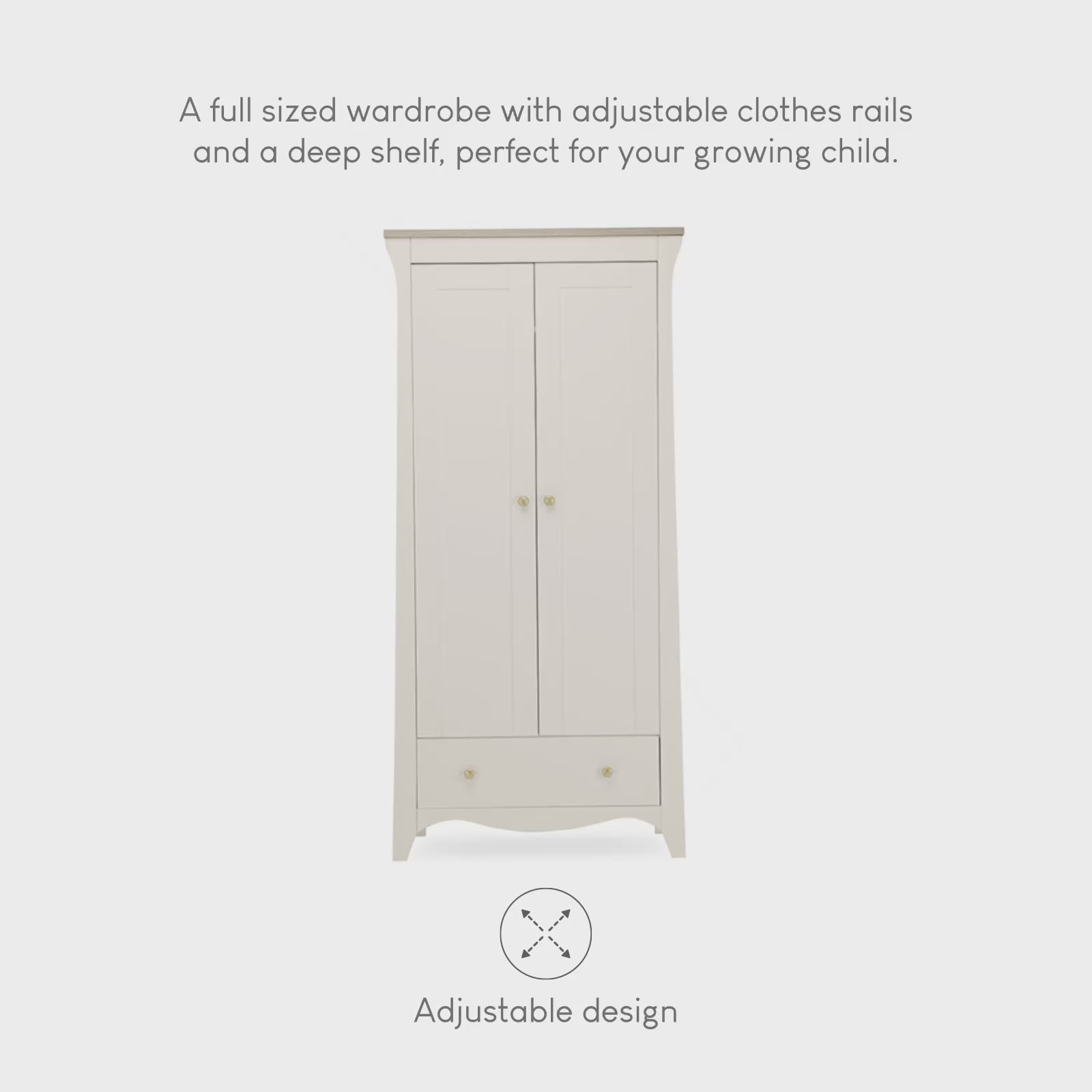 Clara 2 Door Nursery Wardrobe - Cashmere & Ash