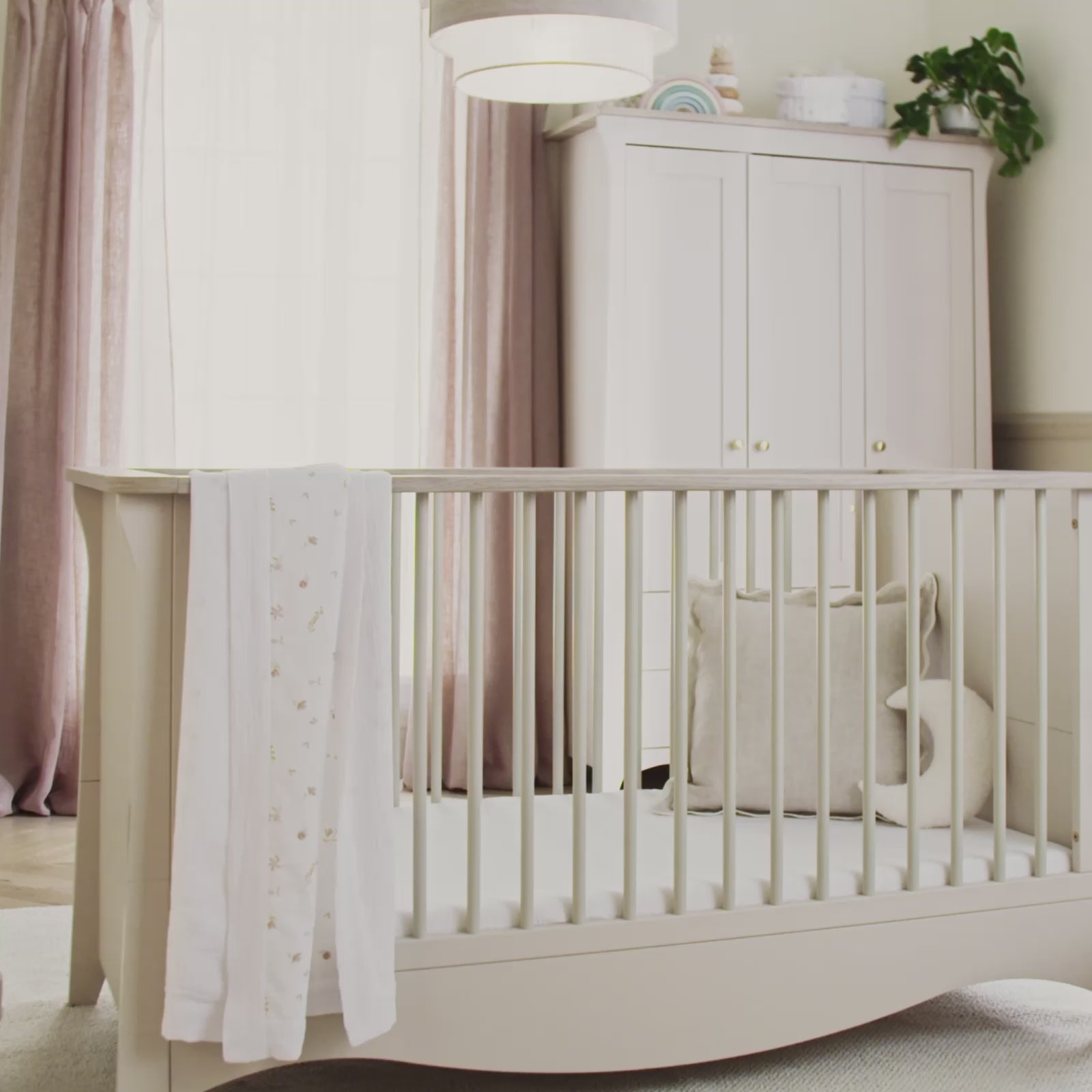 Video of someone using the Clara Luxe wardrobe and dresser in a nursery setting