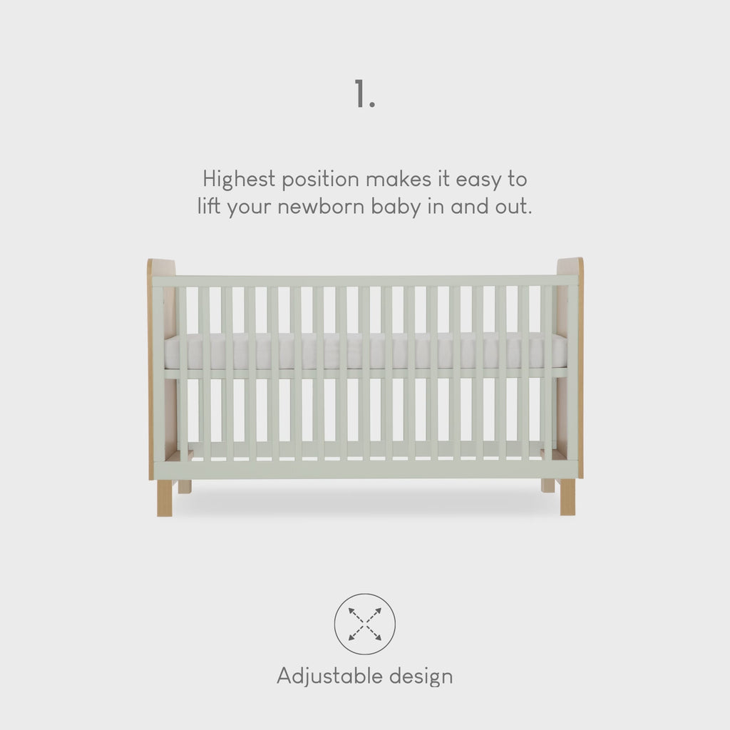 Remi Cot Bed - Oak & Green