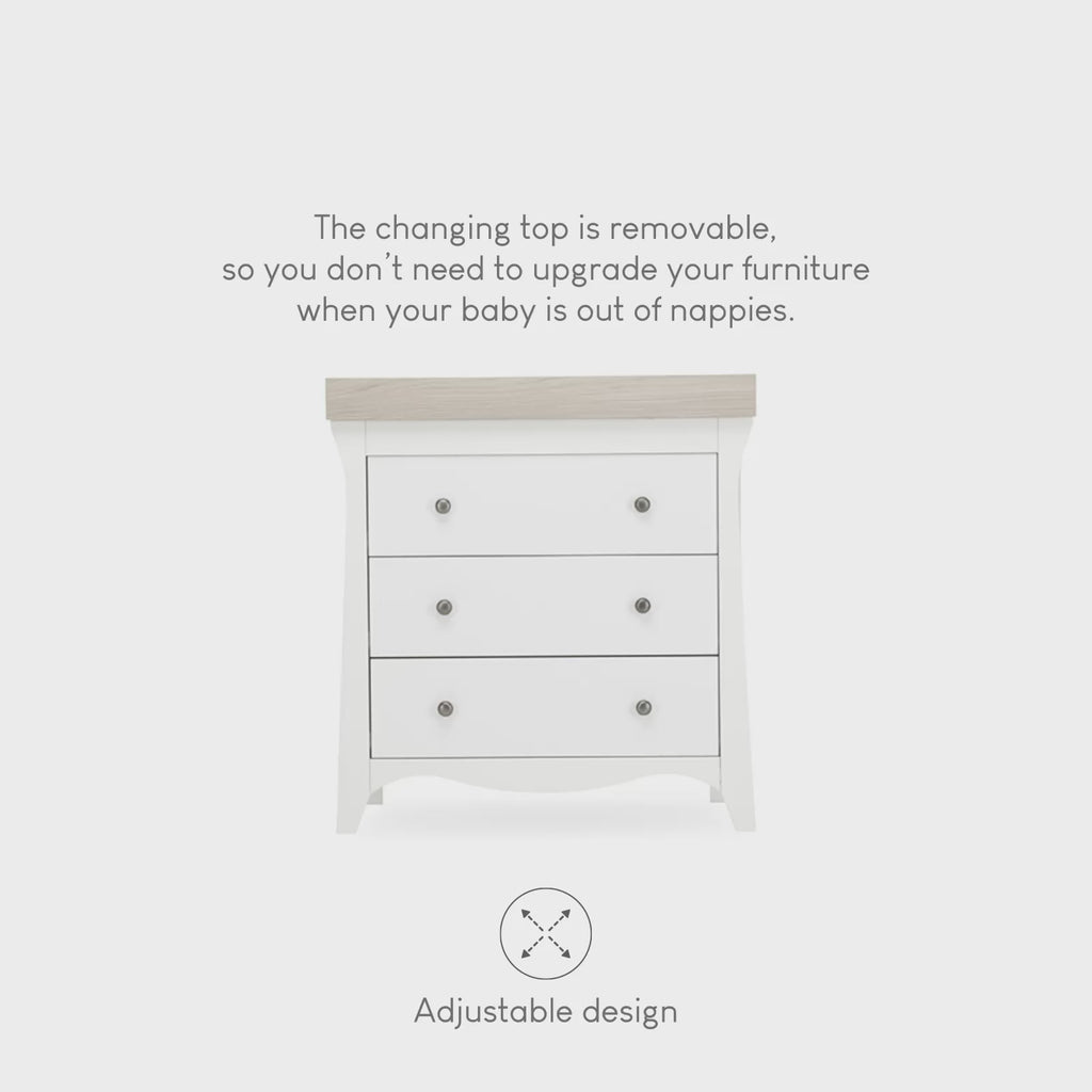 Clara 3 Drawer Dresser Changer - White & Ash