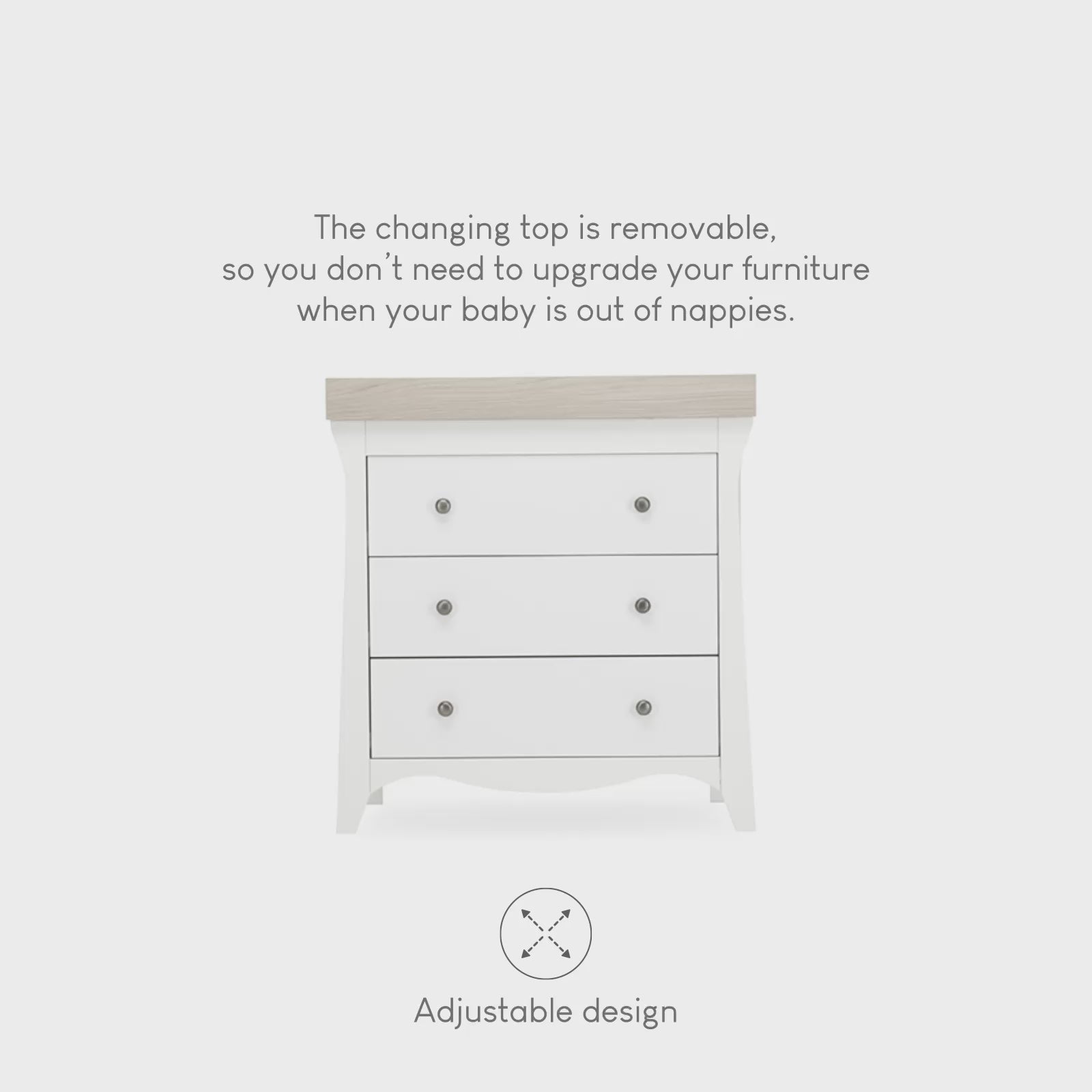 Clara 3 Drawer Dresser Changer - White & Ash