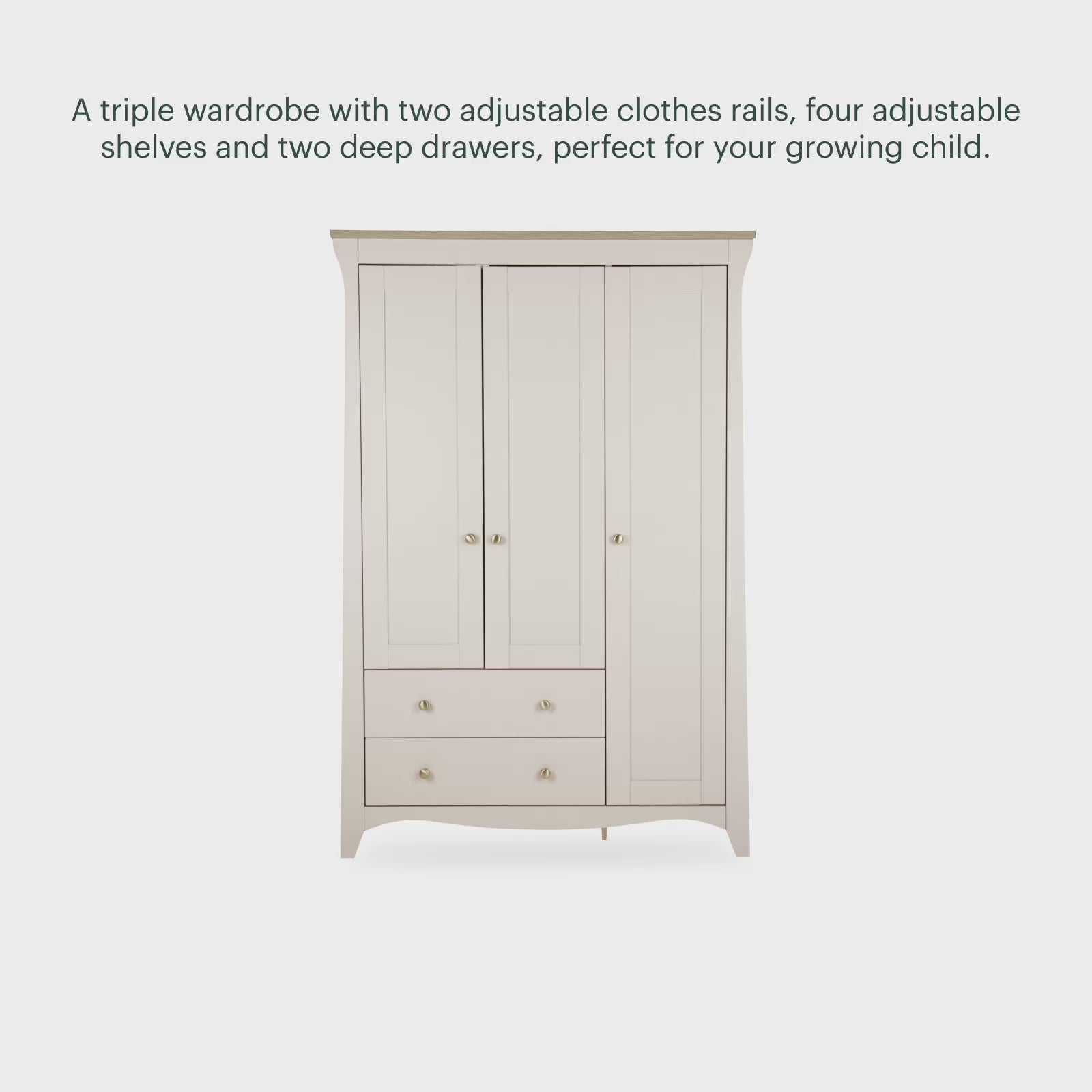 Clara 3 Door Triple Wardrobe - Cashmere & Ash