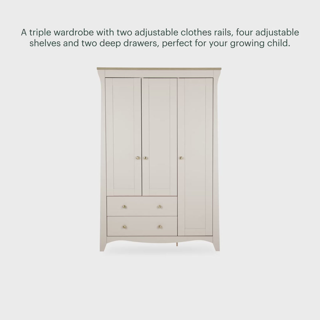 Clara 3 Door Triple Wardrobe - Cashmere & Ash