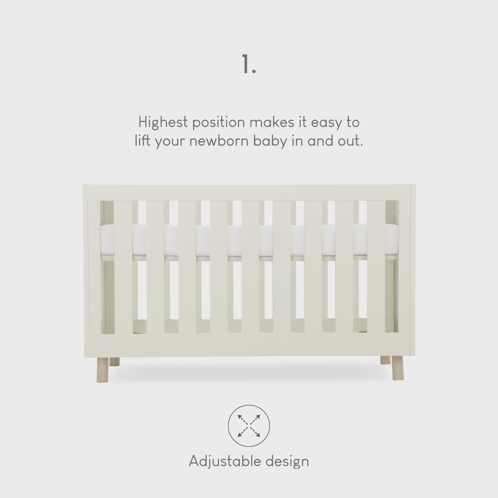 Harper Cot Bed - Cream & Ash
