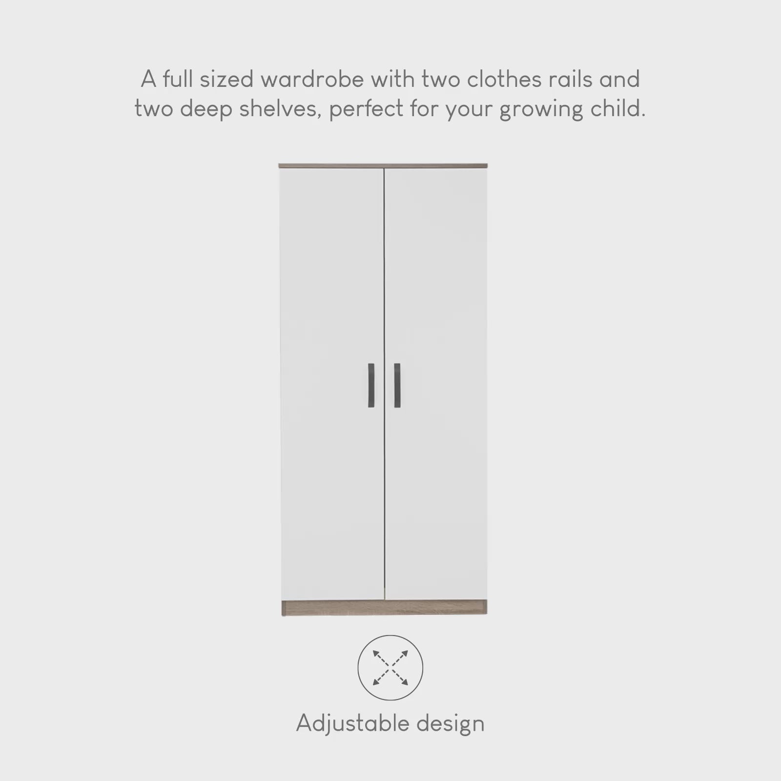 Enzo Nursery Wardrobe - Truffle Oak & White