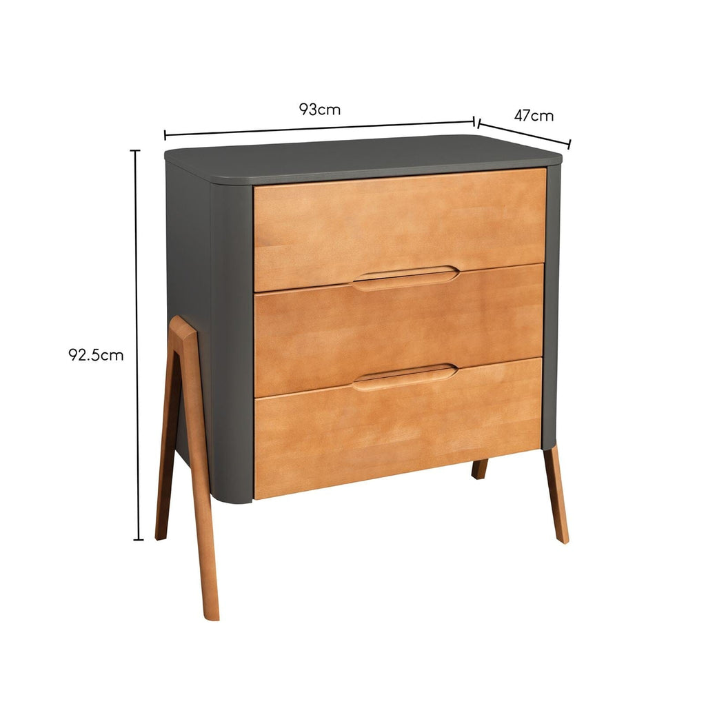 Troll Torsten Dresser & Changing Top - Grey/Teak Furniture Singles Troll 