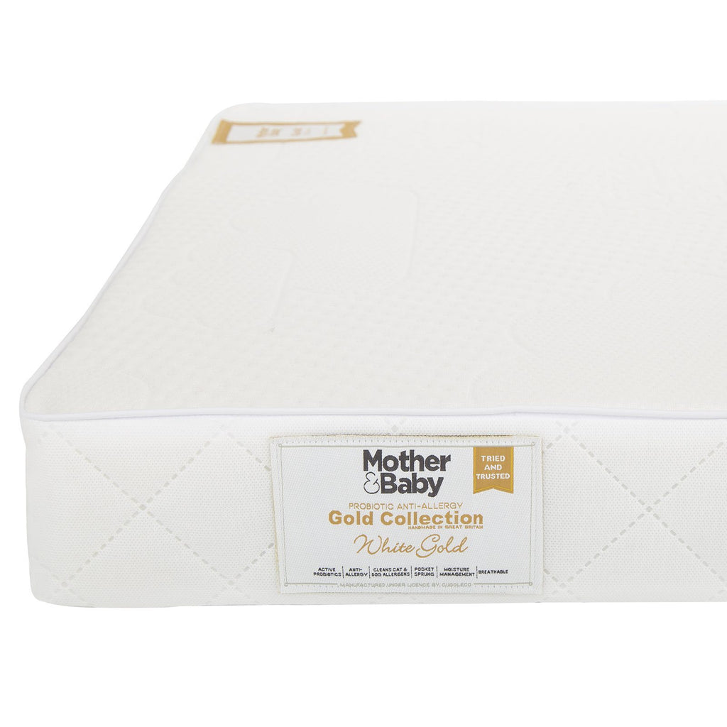 Mother&Baby White Gold Anti-Allergy Pocket Sprung Cot Mattress 120 x 60cm Mother & Baby 