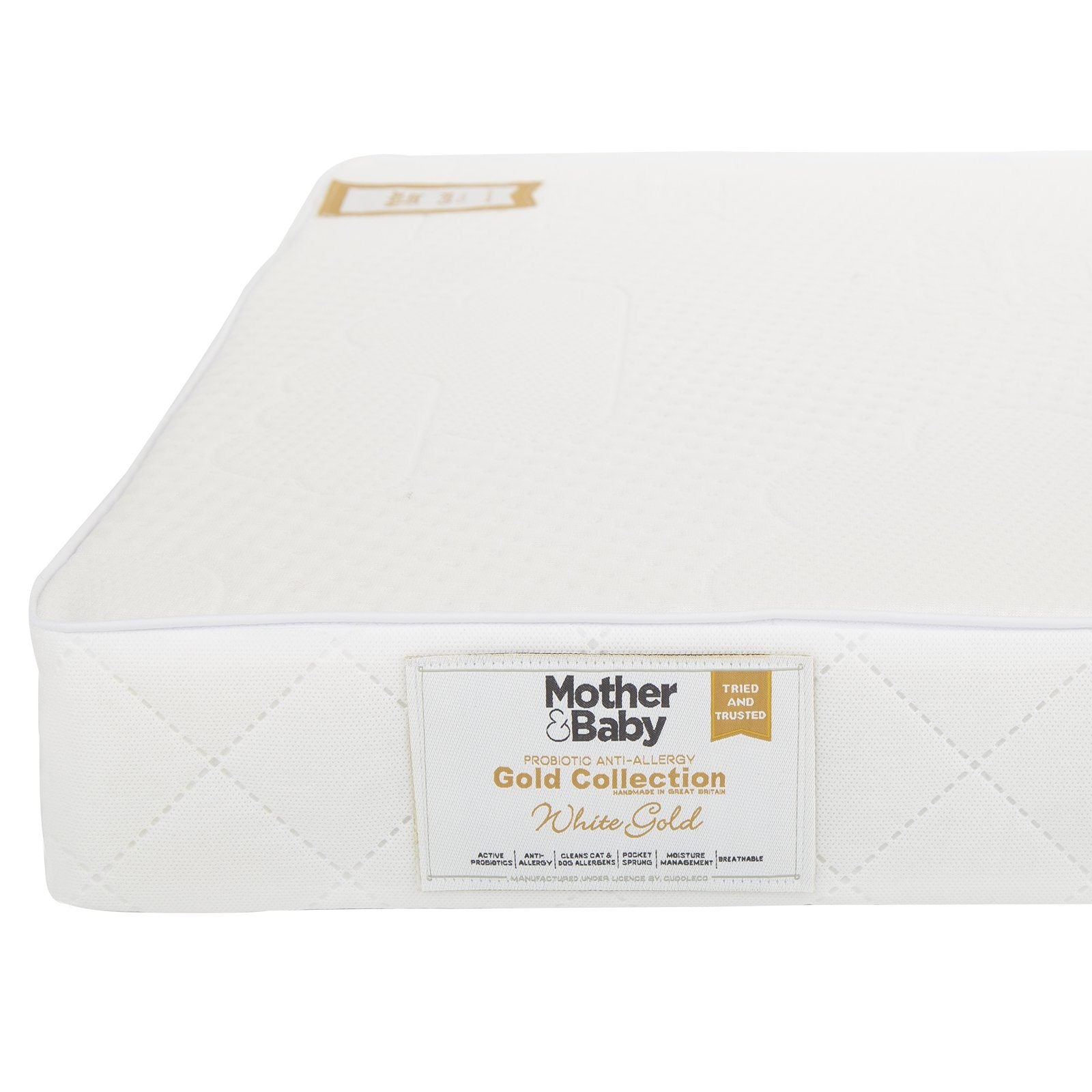 Mother&Baby White Gold Anti-Allergy Pocket Sprung Cot Mattress 120 x 60cm Mother & Baby 