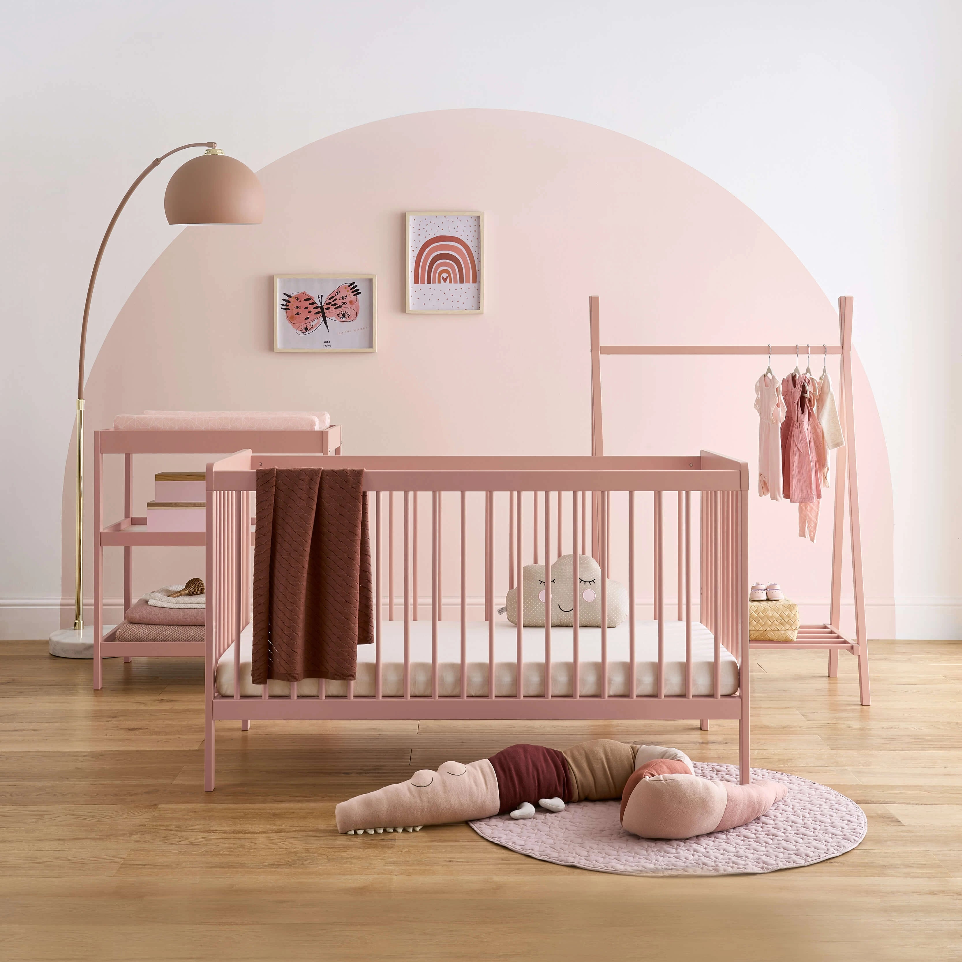 Nola 3 Piece Nursery Furniture Set Soft Blush CuddleCo CuddleCo