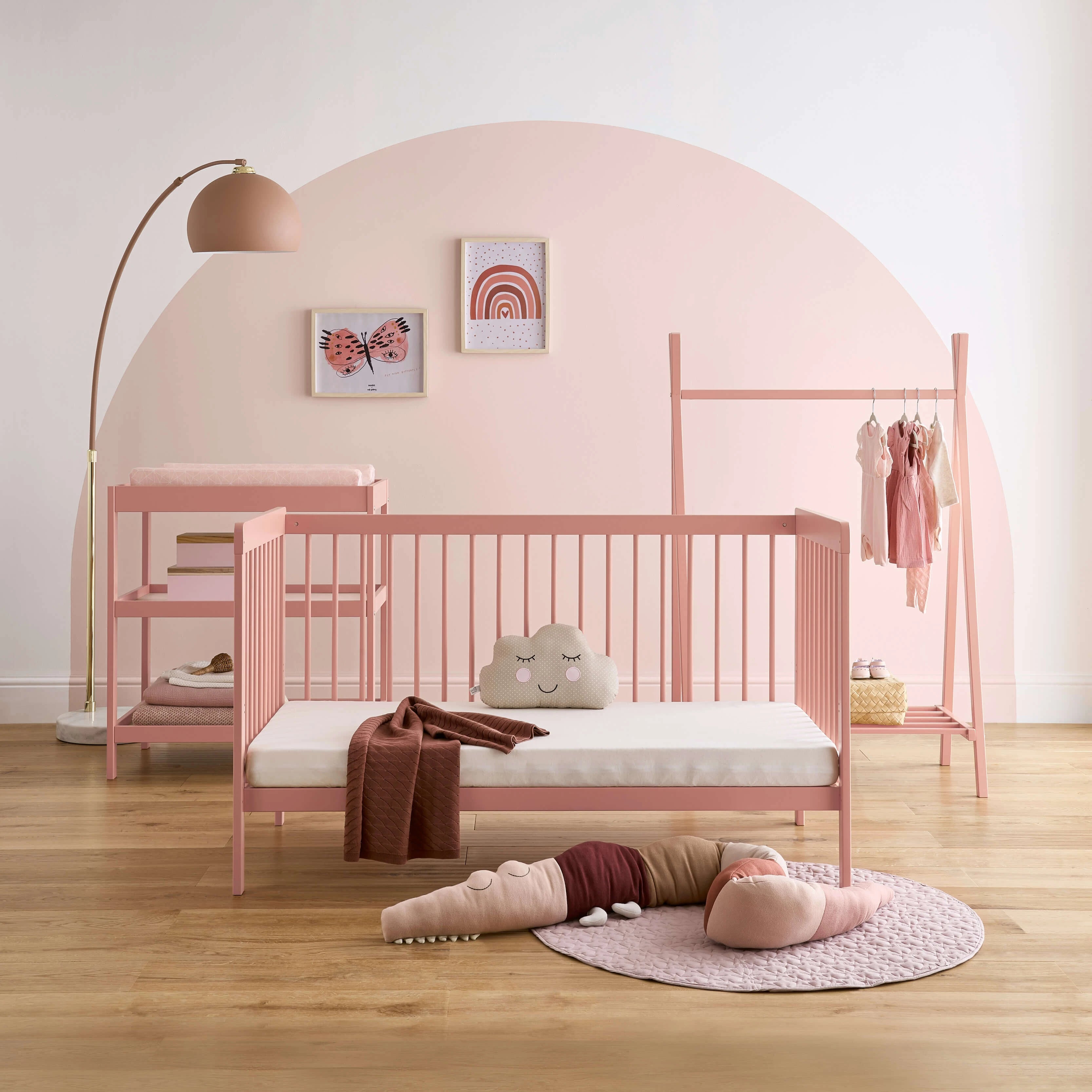 Nola 3 Piece Nursery Furniture Set Soft Blush CuddleCo CuddleCo
