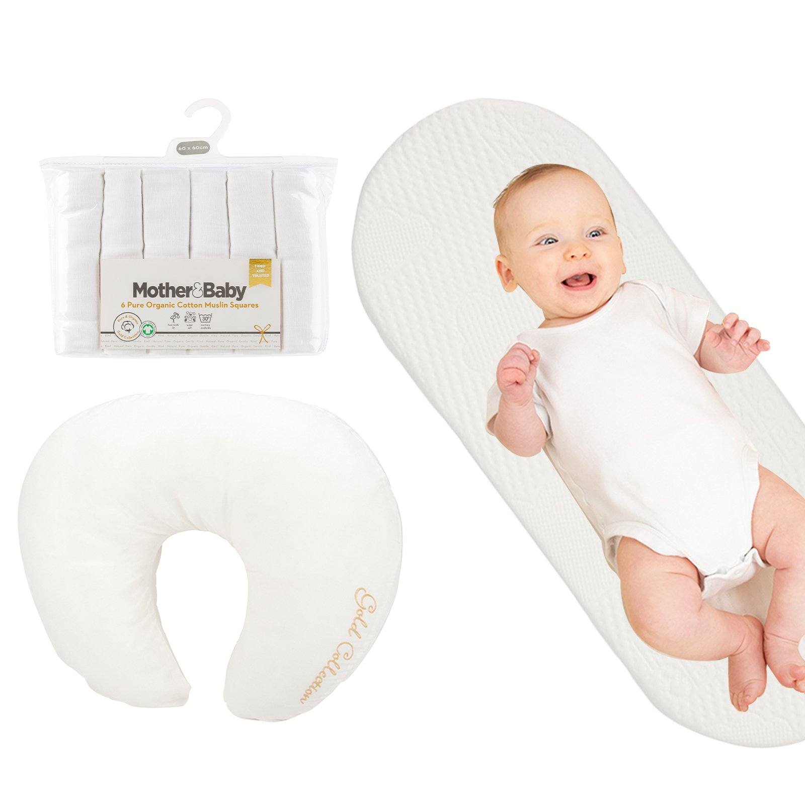Large Moses Basket Mattress Feeding Pillow bundle