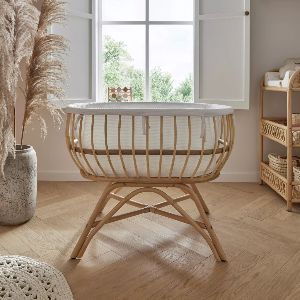 Aria Crib & Clothes Rail Nursery Furniture Set - Rattan Baby & Toddler Furniture Sets CuddleCo 