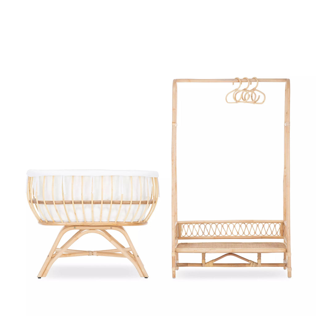 Aria Crib & Clothes Rail Nursery Furniture Set - Rattan Baby & Toddler Furniture Sets CuddleCo 