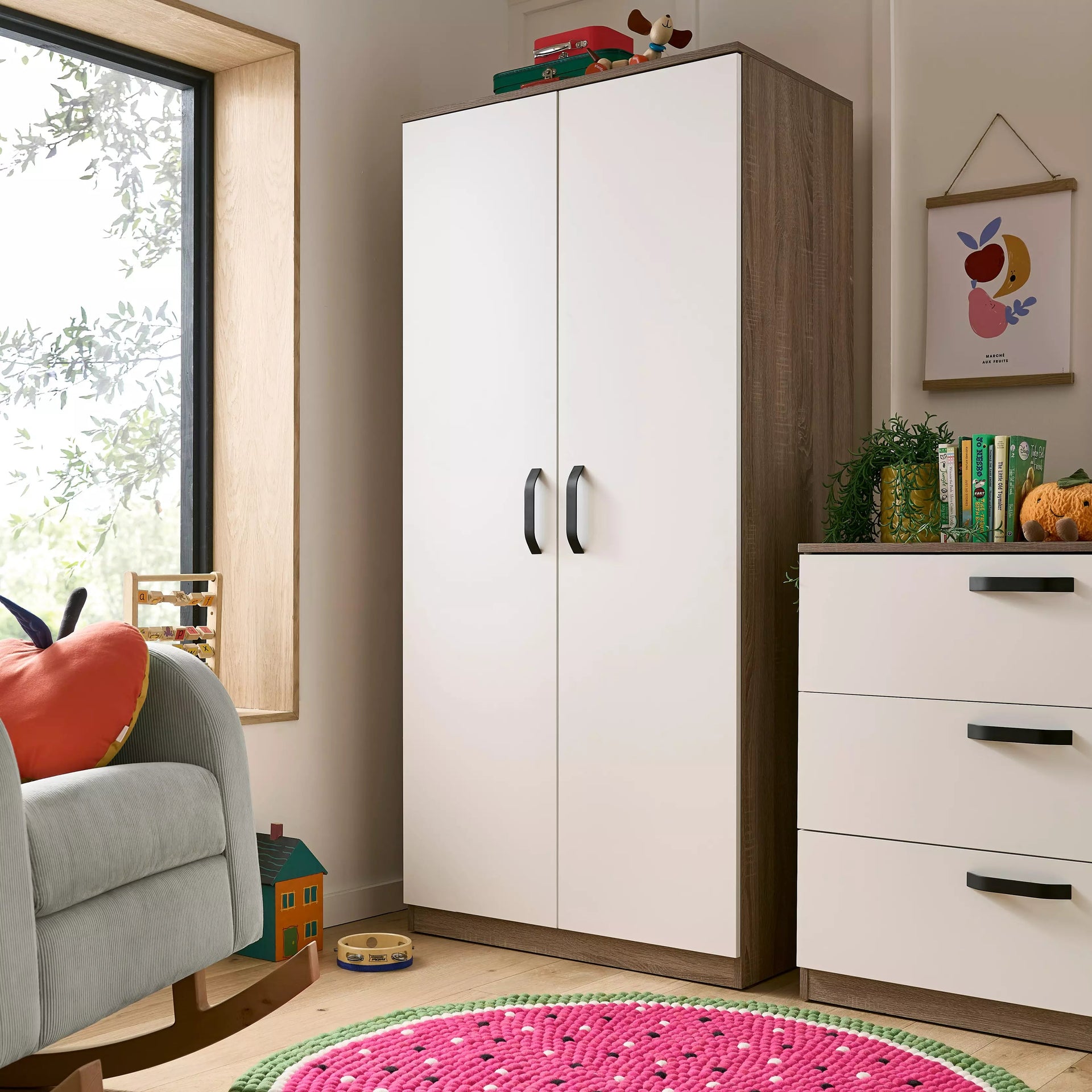 Enzo Nursery Wardrobe Truffle Oak &