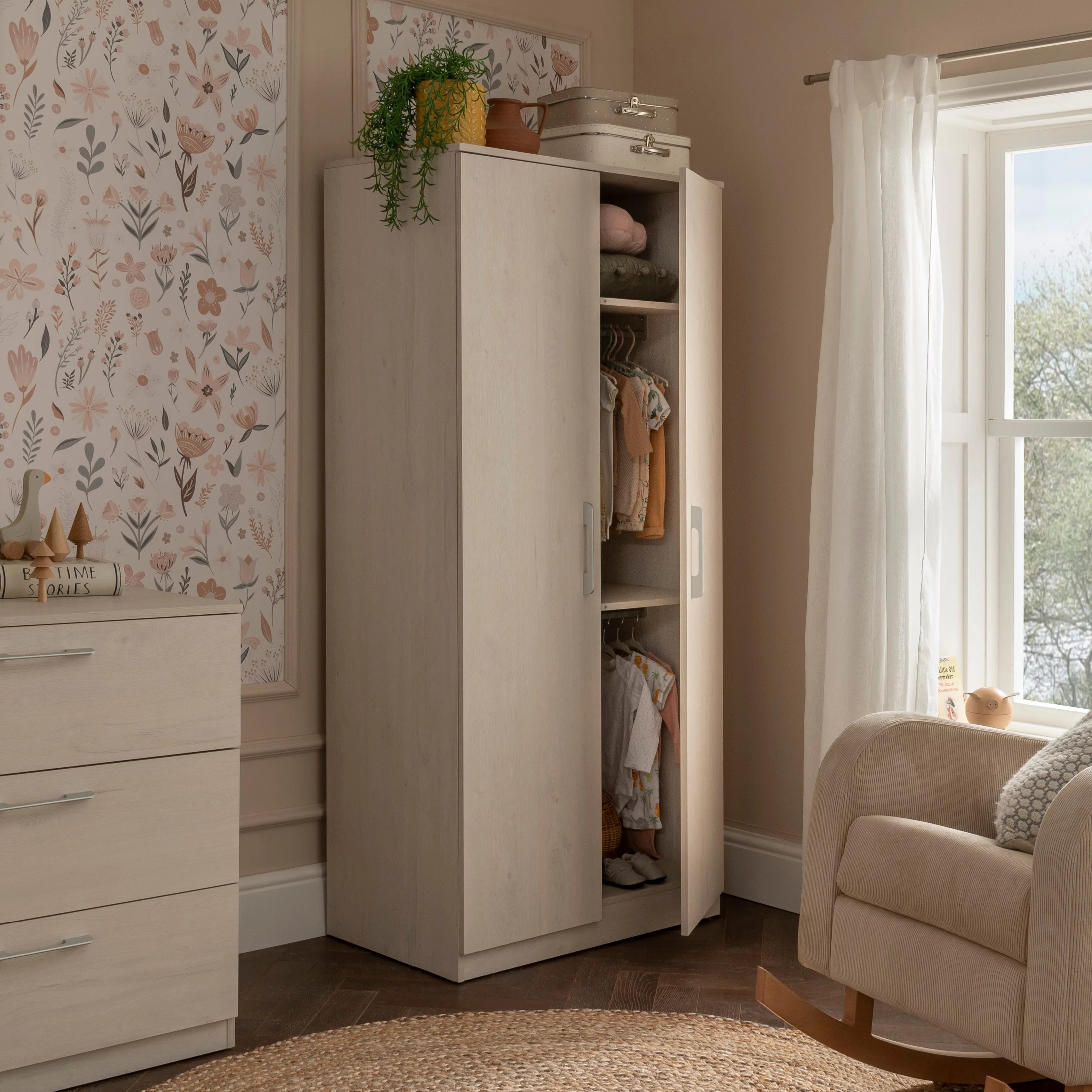 Freya Nursery Wardrobe - Coastal White Armoires & Wardrobes CuddleCo 