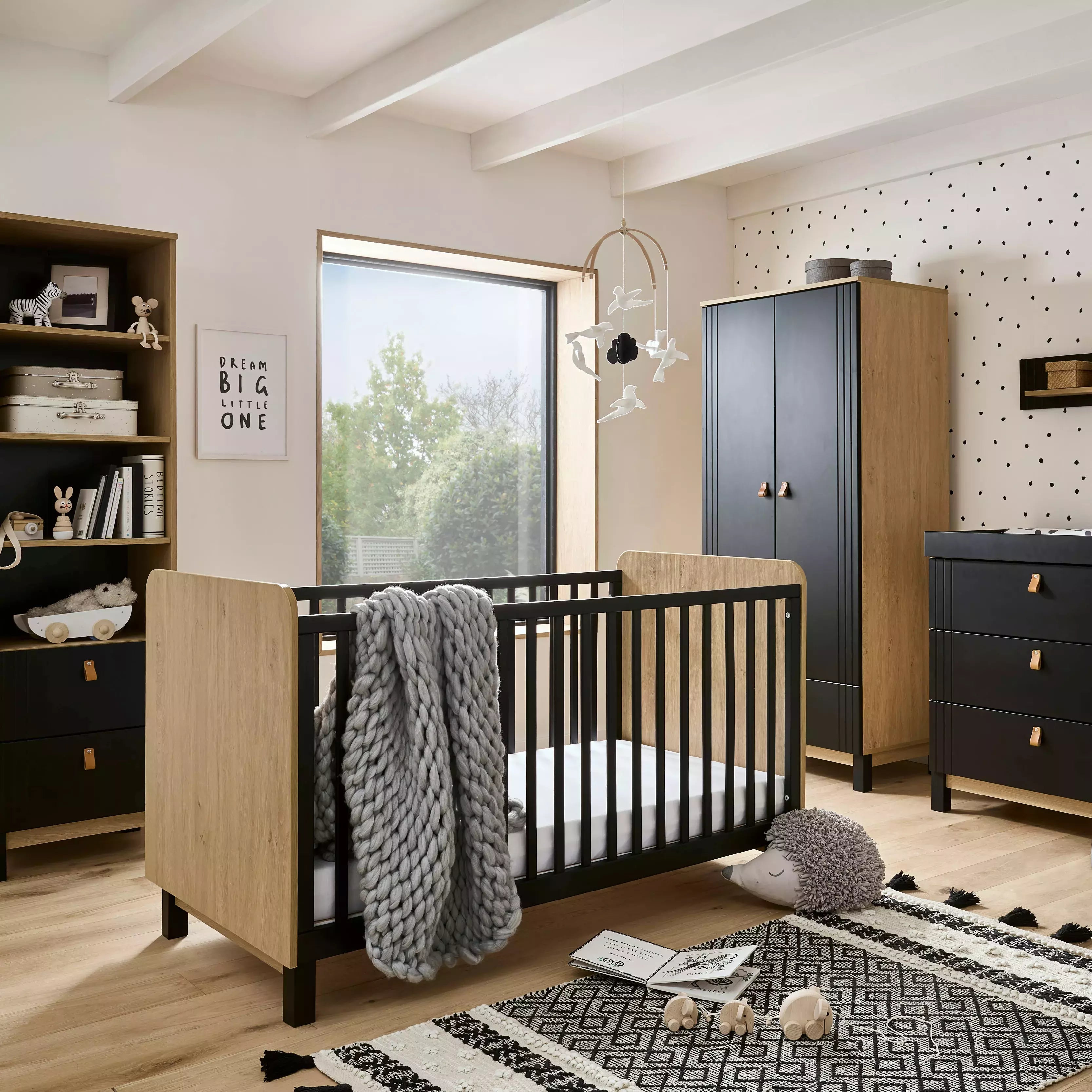 Rafi 4 Piece Nursery Furniture Set Oak Black