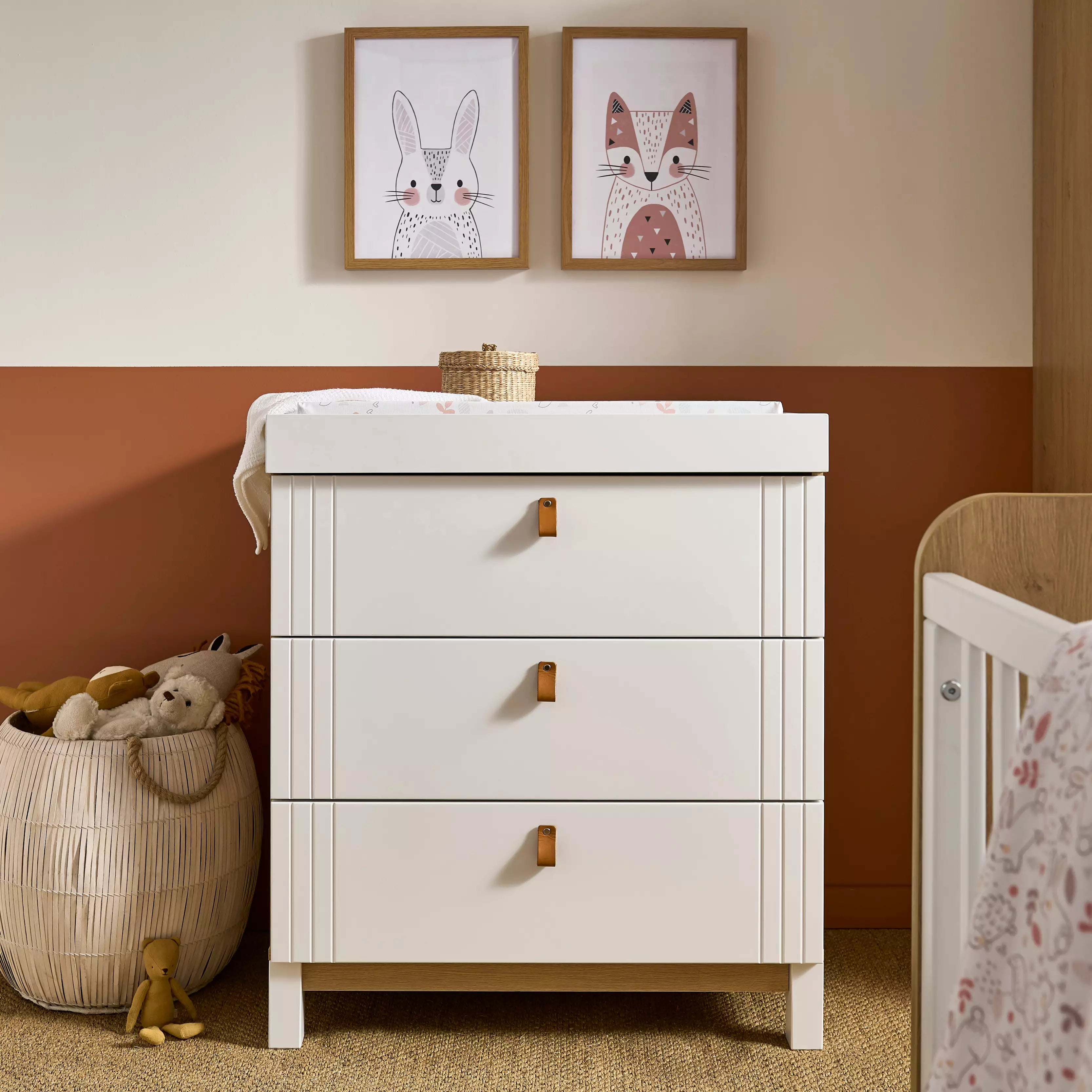 Rafi 4 Piece Nursery Furniture Set Oak White CuddleCo CuddleCo