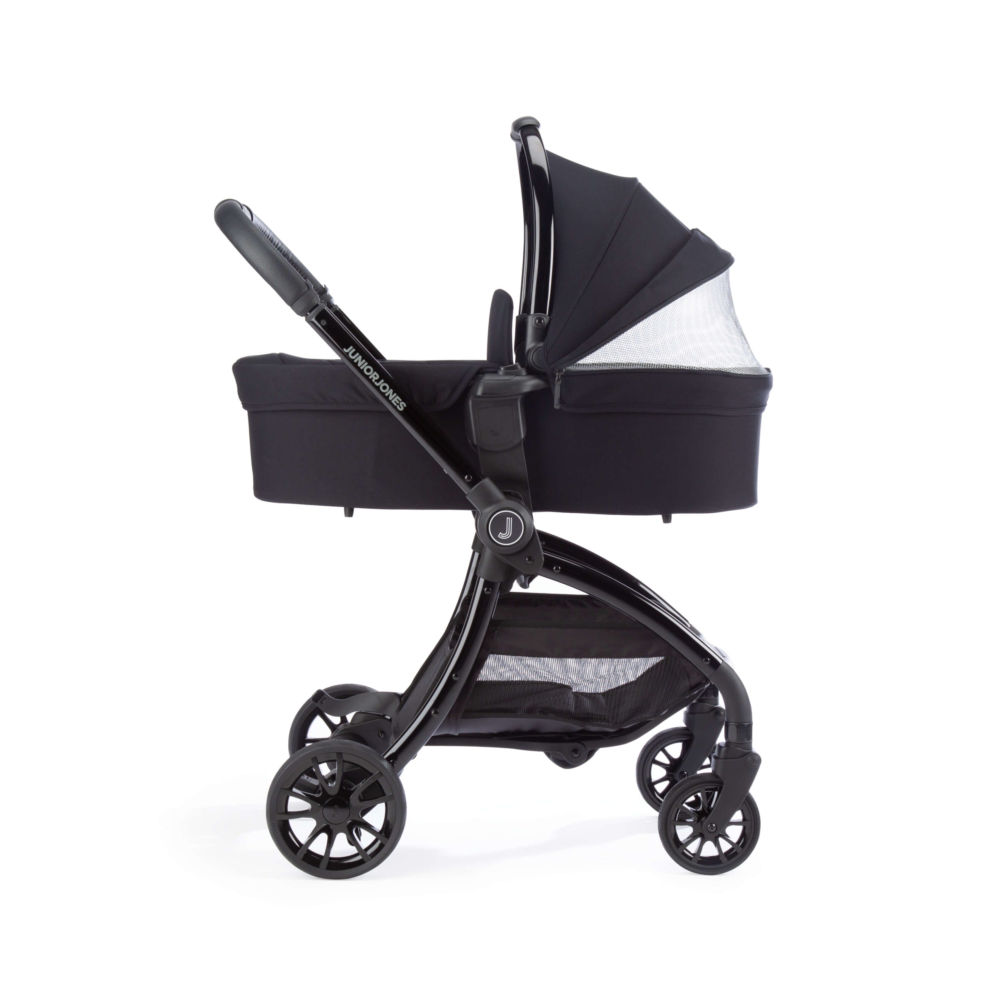 Junior Jones Aylo Rich Black 12pc Travel System inc Cybex Volcano Black Car Seat juniorjones 