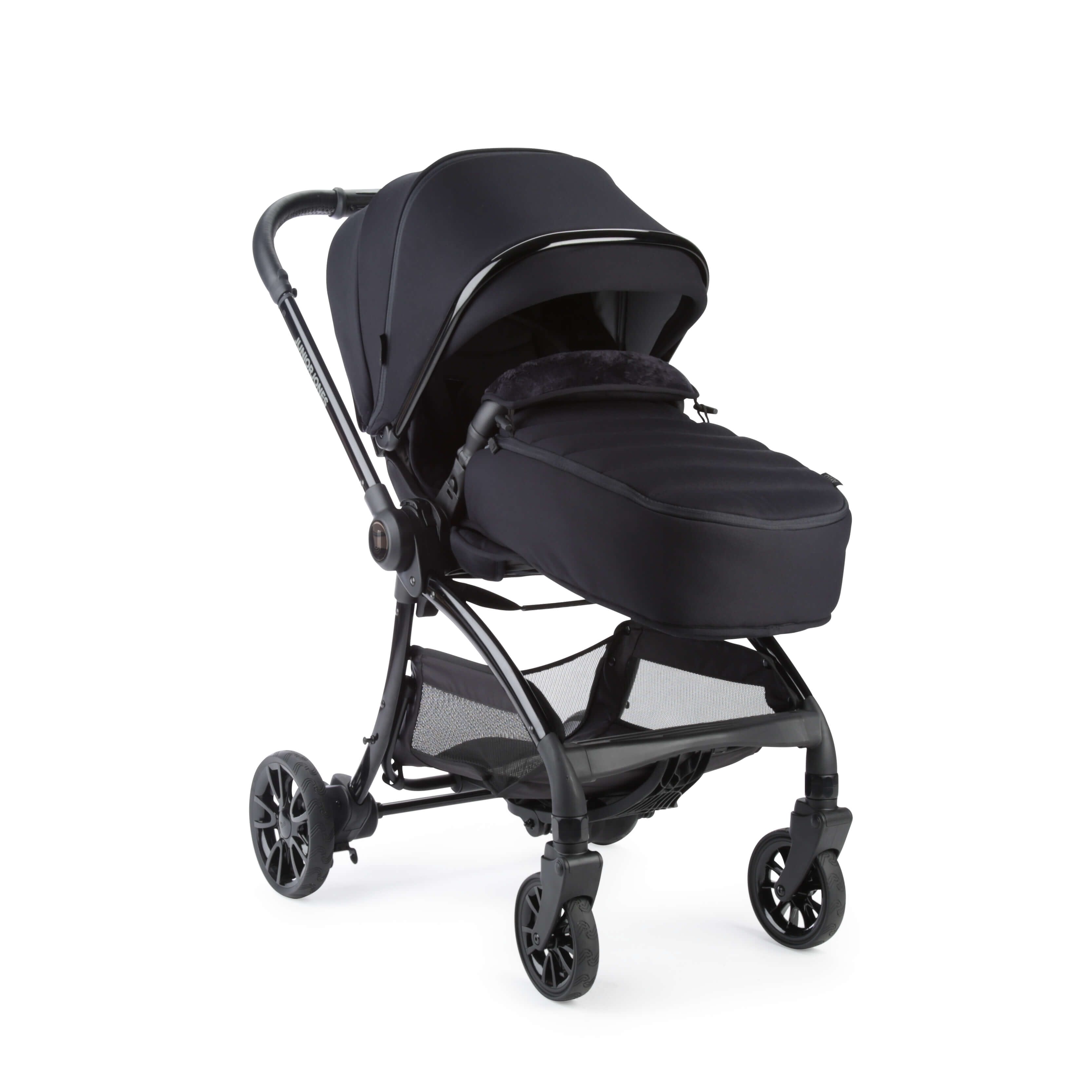 Junior Jones Aylo Rich Black 12pc Travel System inc Cybex Volcano Black Car Seat juniorjones 