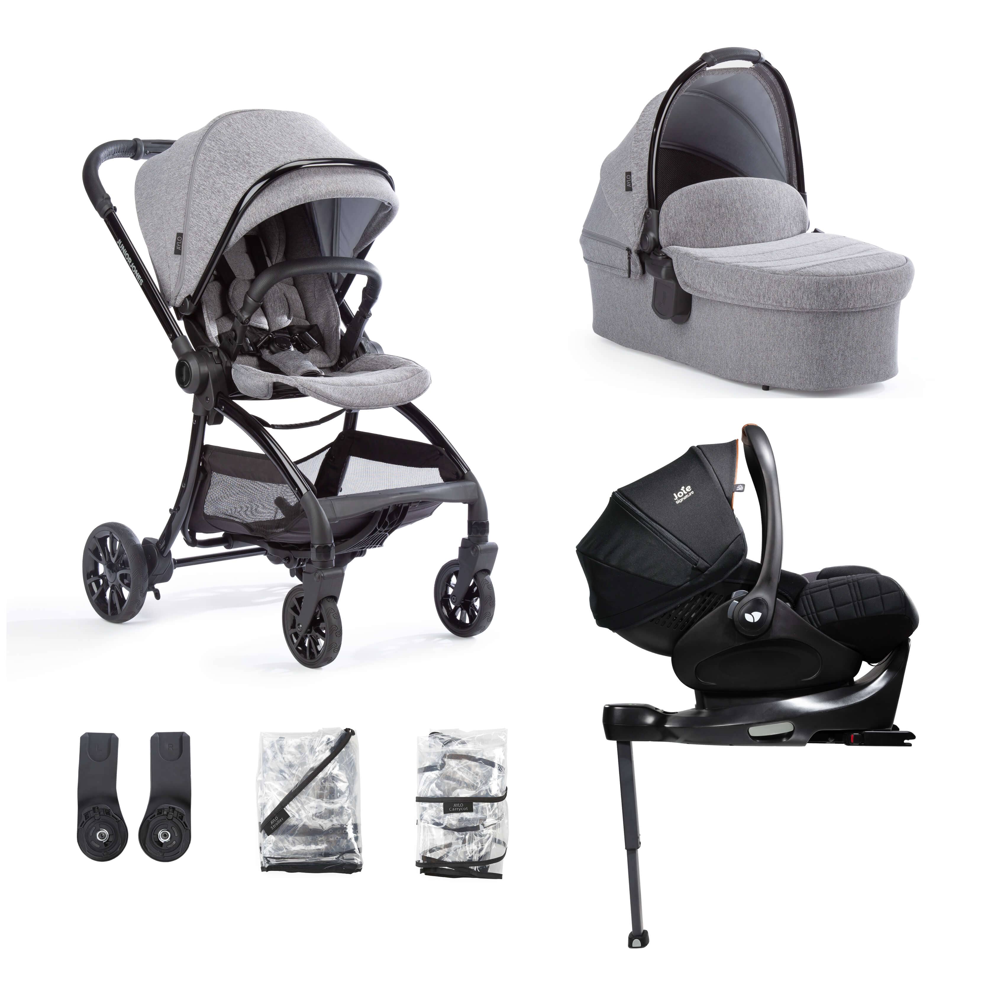 Junior Jones Aylo Grey Marl 7pc Travel System inc Joie Eclipse Car Seat juniorjones 