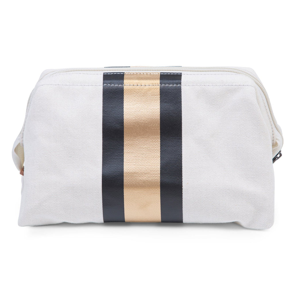 Baby Necessities Canvas Off-White Stripes & Black/Gold Bag Childhome 
