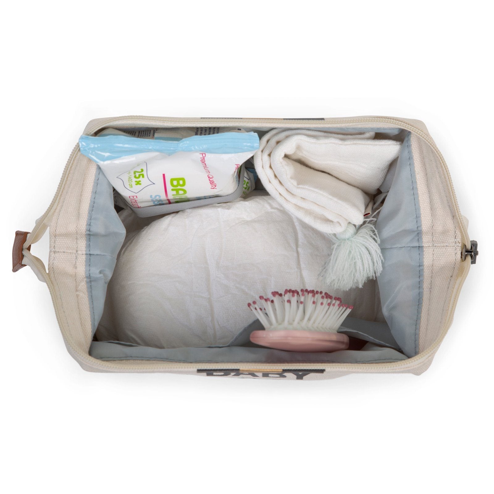 Baby Necessities Canvas Off-White Stripes & Black/Gold Bag Childhome 