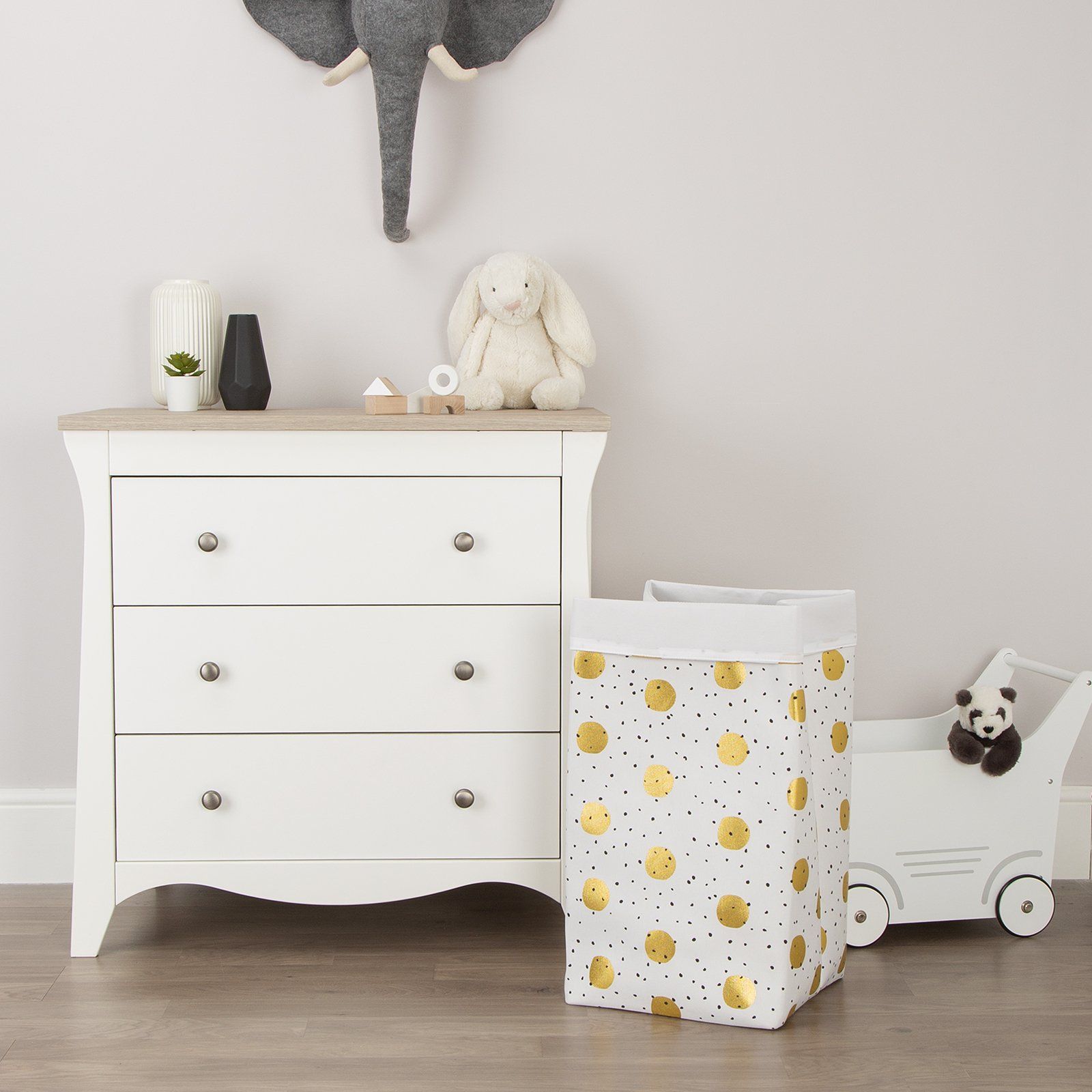 Canvas Storage Box 32 x 32 x 60 Gold Dots Nursery Decor Childhome 