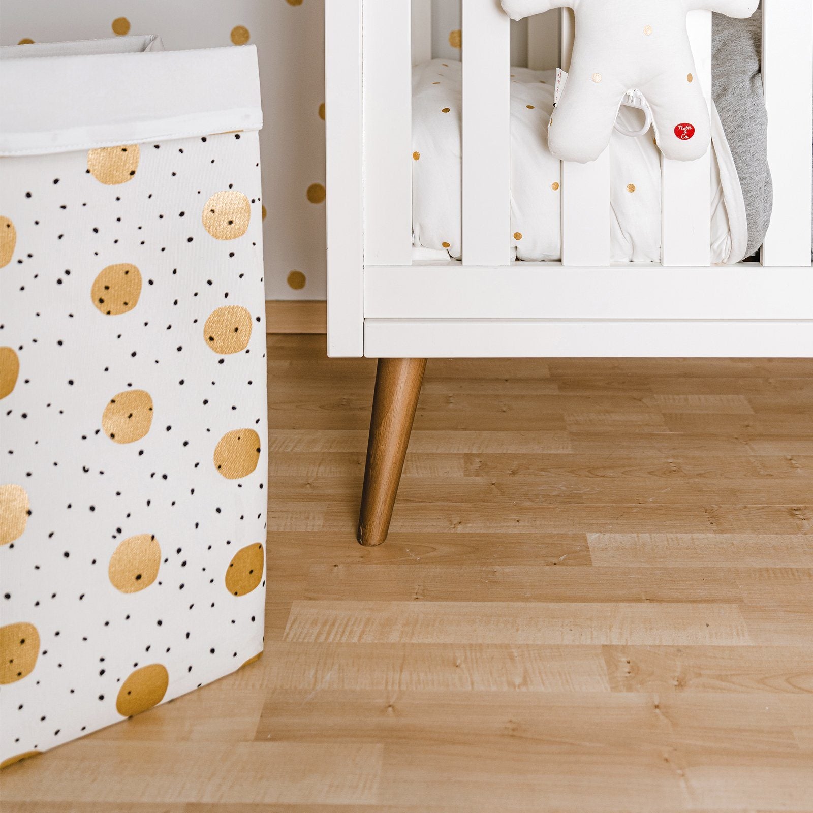 Canvas Storage Box 32 x 32 x 60 Gold Dots Nursery Decor Childhome 