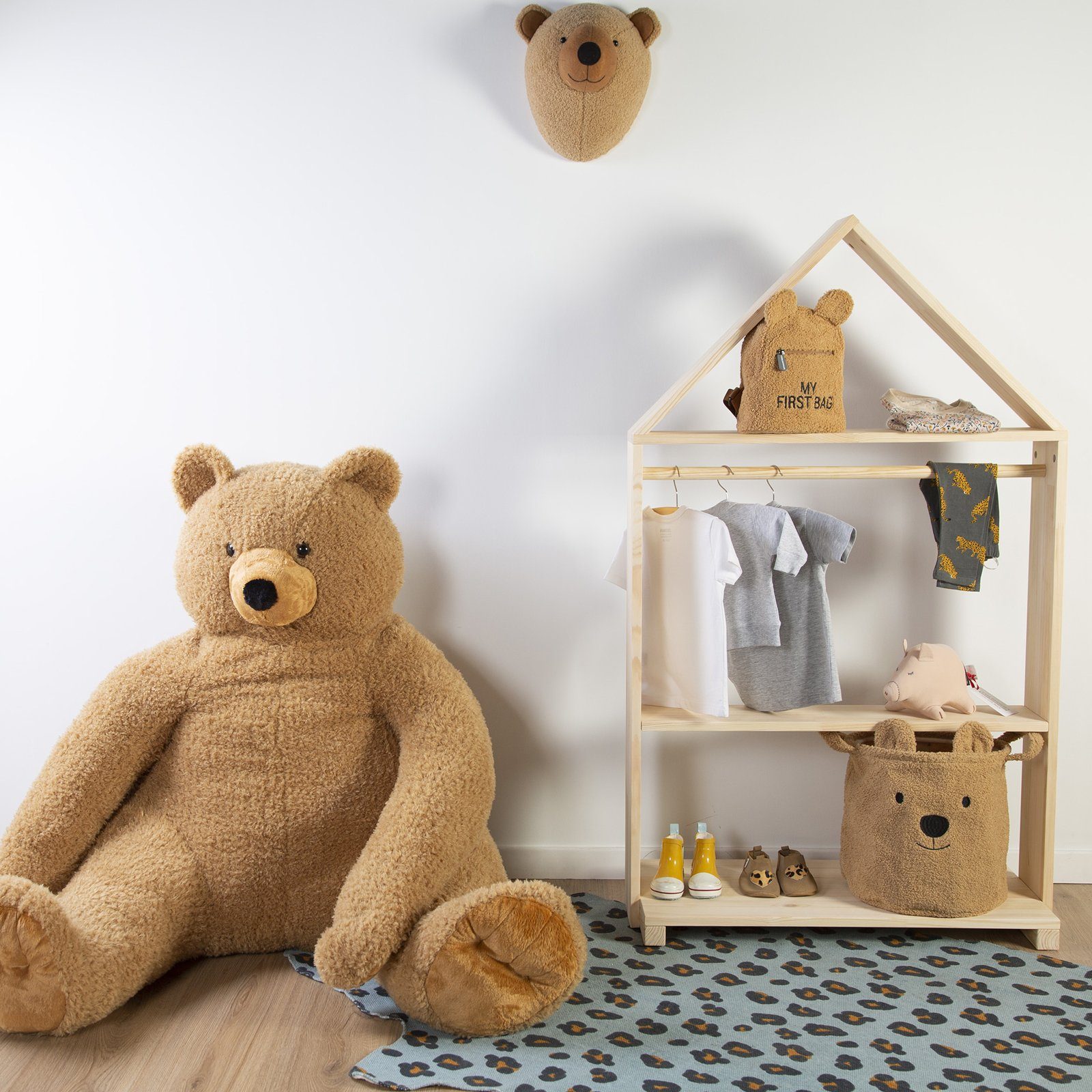 Felt Teddy Head Wall Deco Beige Nursery Decor Childhome 