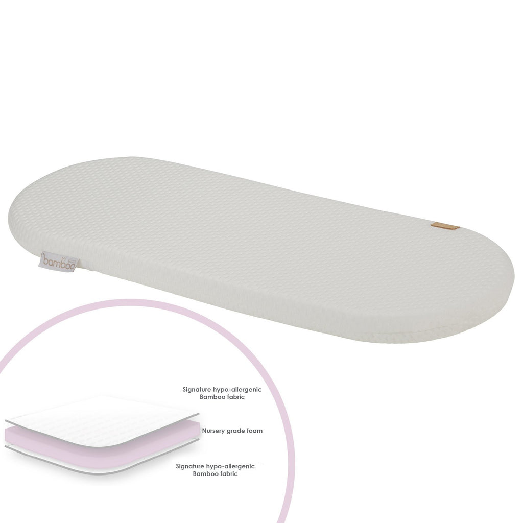 Little Me Hypo-Allergenic Bamboo Moses Basket Mattress 28 x 75cm CuddleCo 