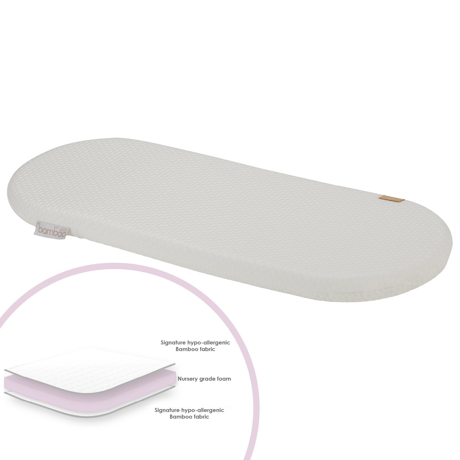 Little Me Hypo-Allergenic Bamboo Moses Basket Mattress 28 x 75cm CuddleCo 