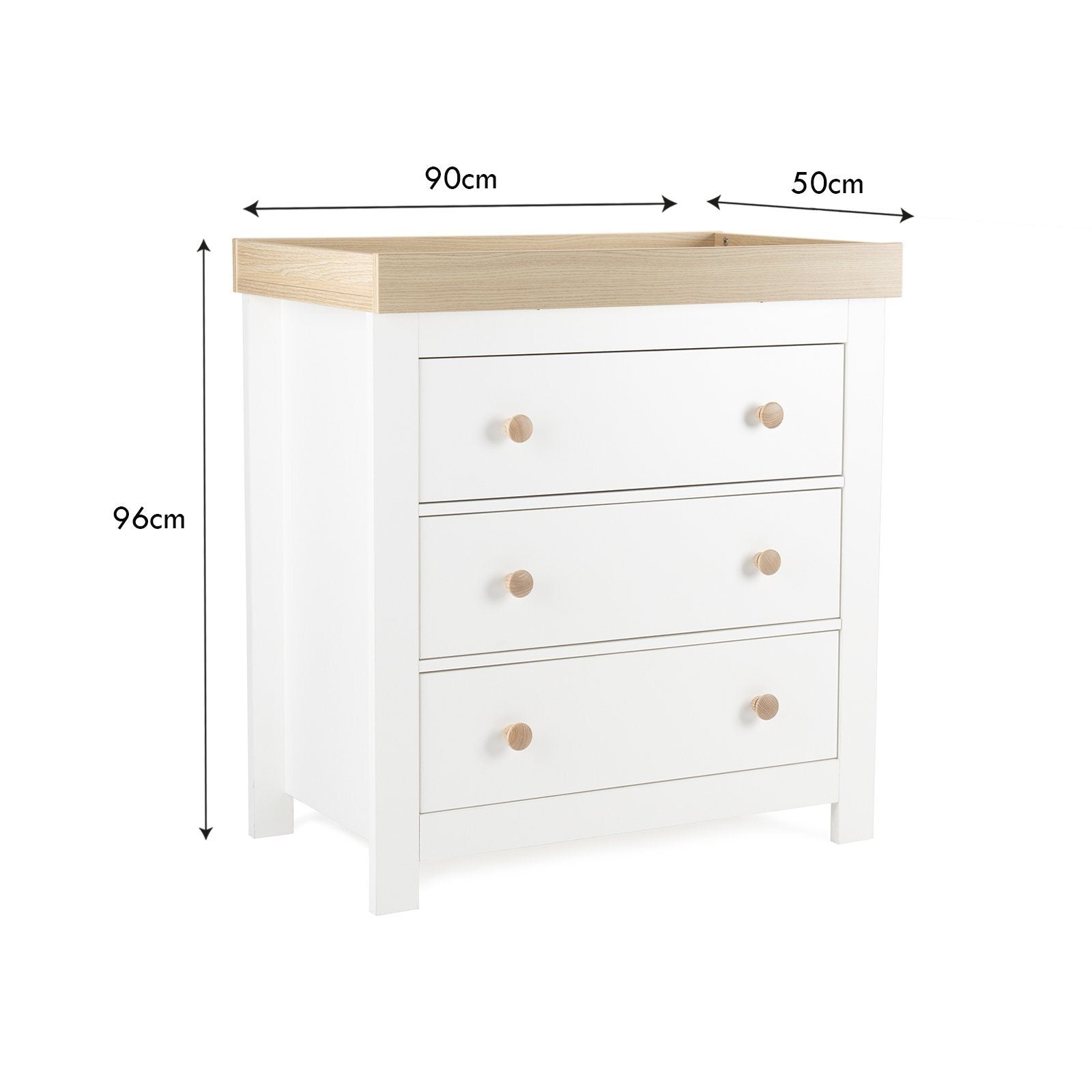 Luna Dresser & Changer - White & Oak Furniture CuddleCo 