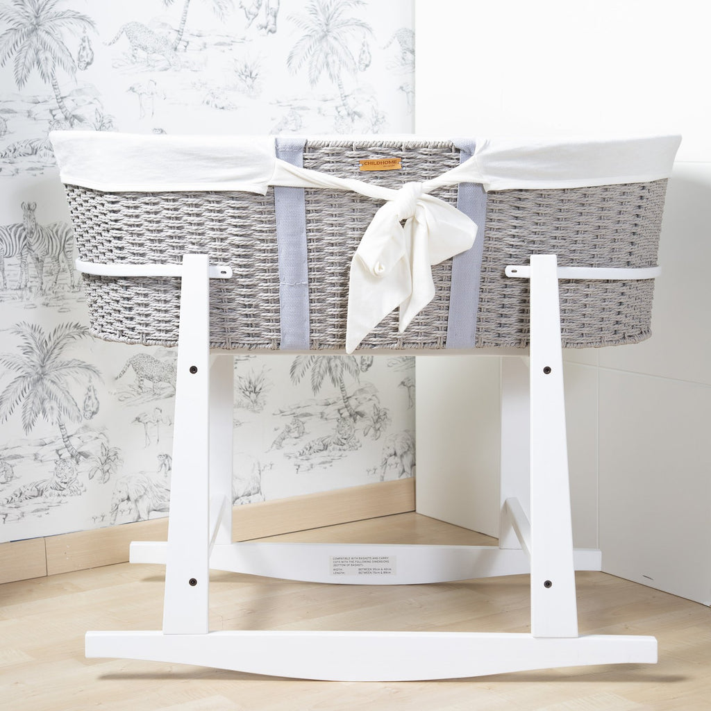 Childhome Moses Basket (Handle, Liner + Mattress) - Grey Furniture Childhome 