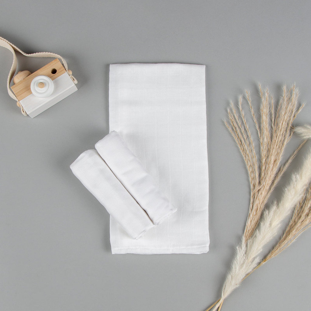 Mother&Baby Organic Cotton Muslins 6 Pack - White Burp Cloths Mother&Baby 