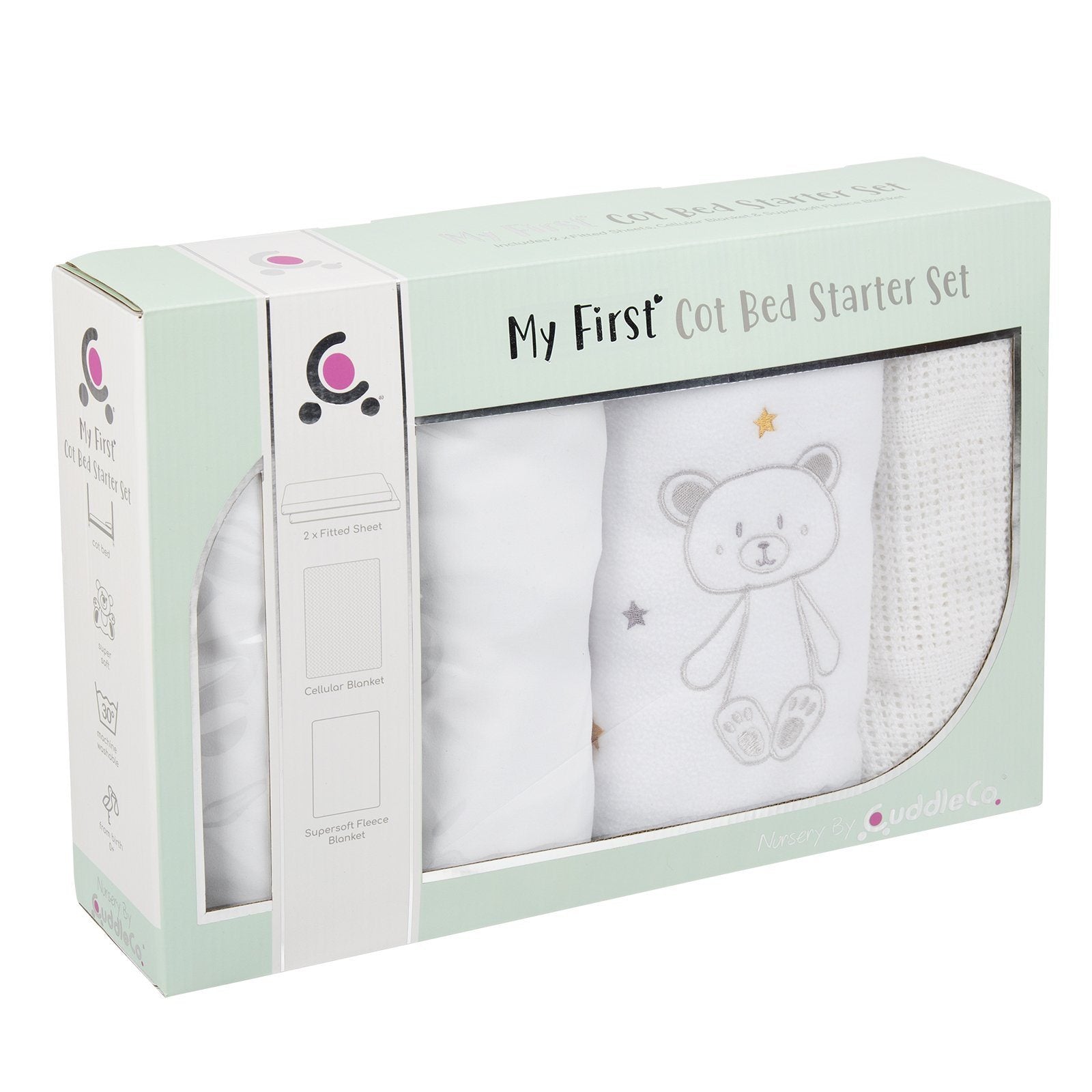 My First Cot Bed Starter Set - White cuddleco 