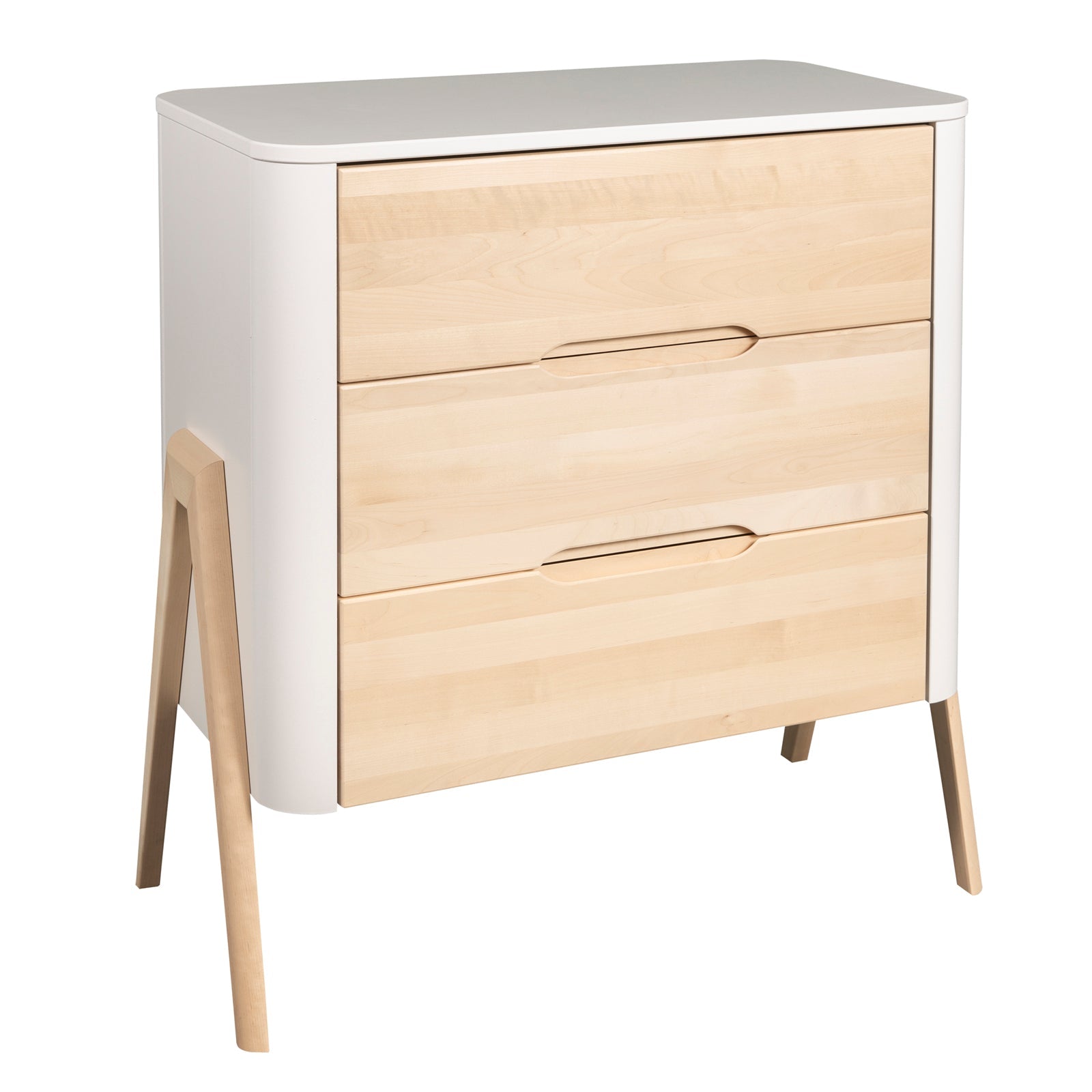 White and store natural wood dresser