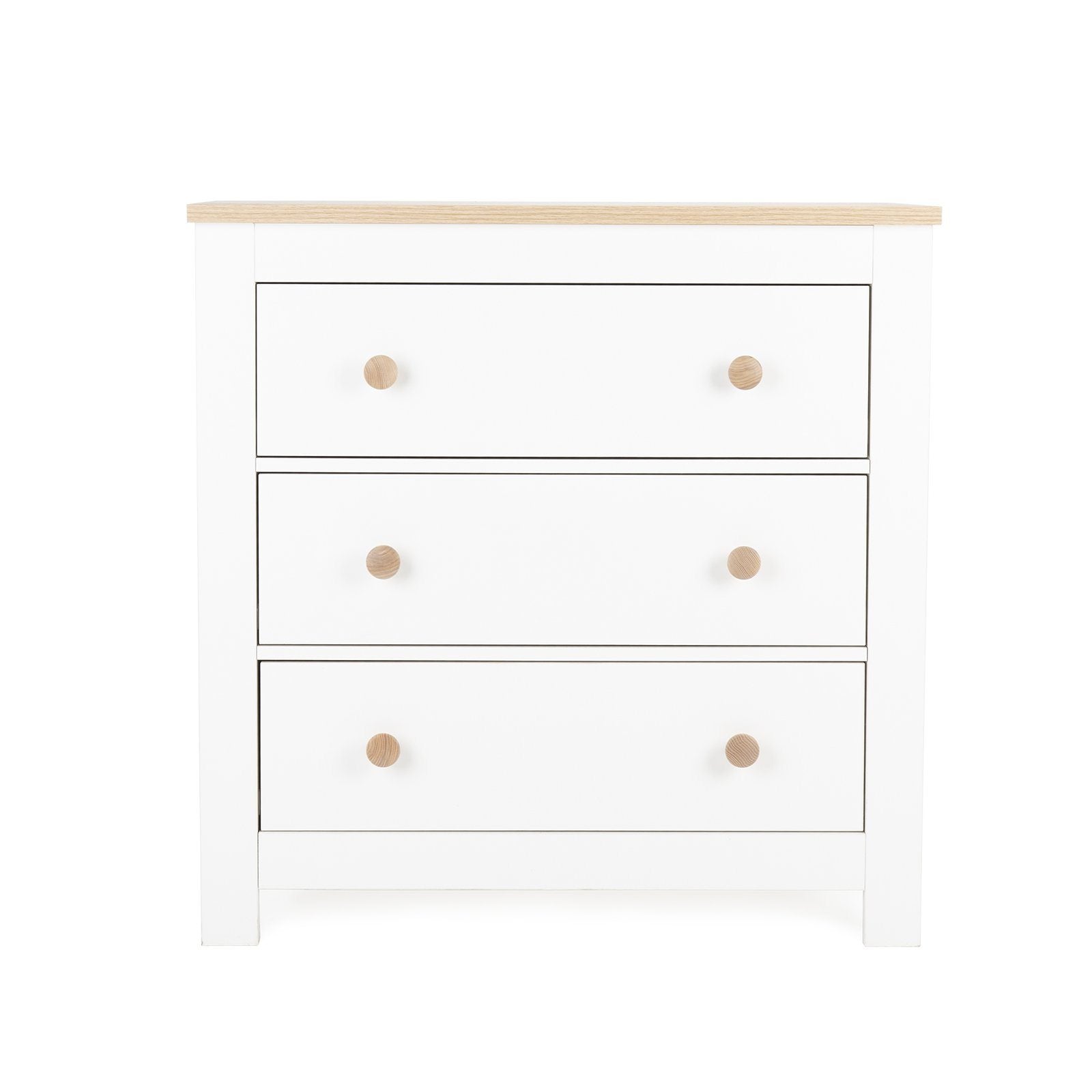 Luna 2 Piece Nursery Furniture Set (Cot Bed & Dresser) - White & Oak Furniture CuddleCo 